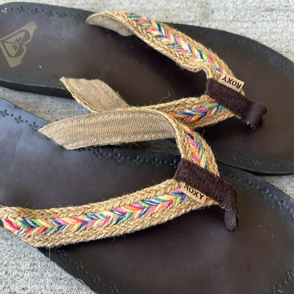 Roxy Sandals with Colorful Woven Aztec Straps